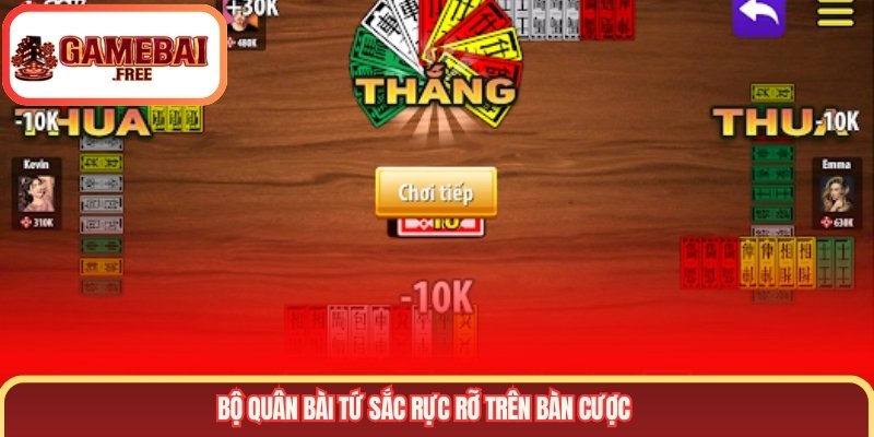 Bộ quân bài Tứ Sắc rực rỡ trên bàn cược