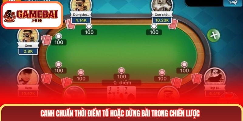 Canh chuẩn thời điểm tố hoặc dừng bài trong chiến lược